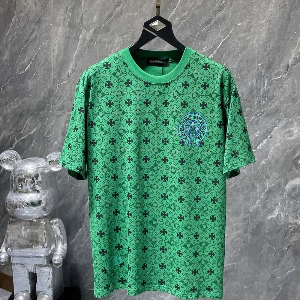 Chrome Hearts Men's Green Crew Neck Short Sleeve T-shirt